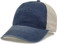 The Game GB460 Pigment Dyed Twill & Soft Trucker Cap - Navy Sand - Navy Sand / One Size Fits Most