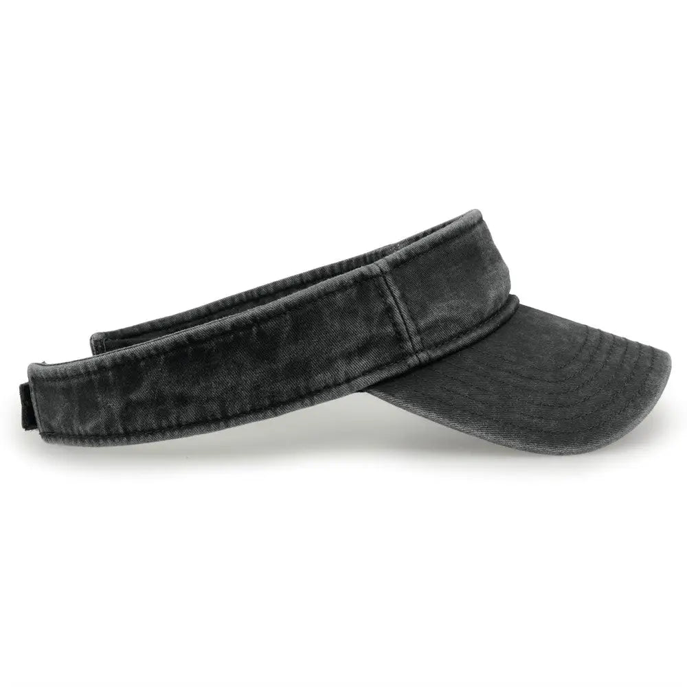 The Game GB466 Pigment Dyed Twill Visor - Black - Black / One Size Fits Most