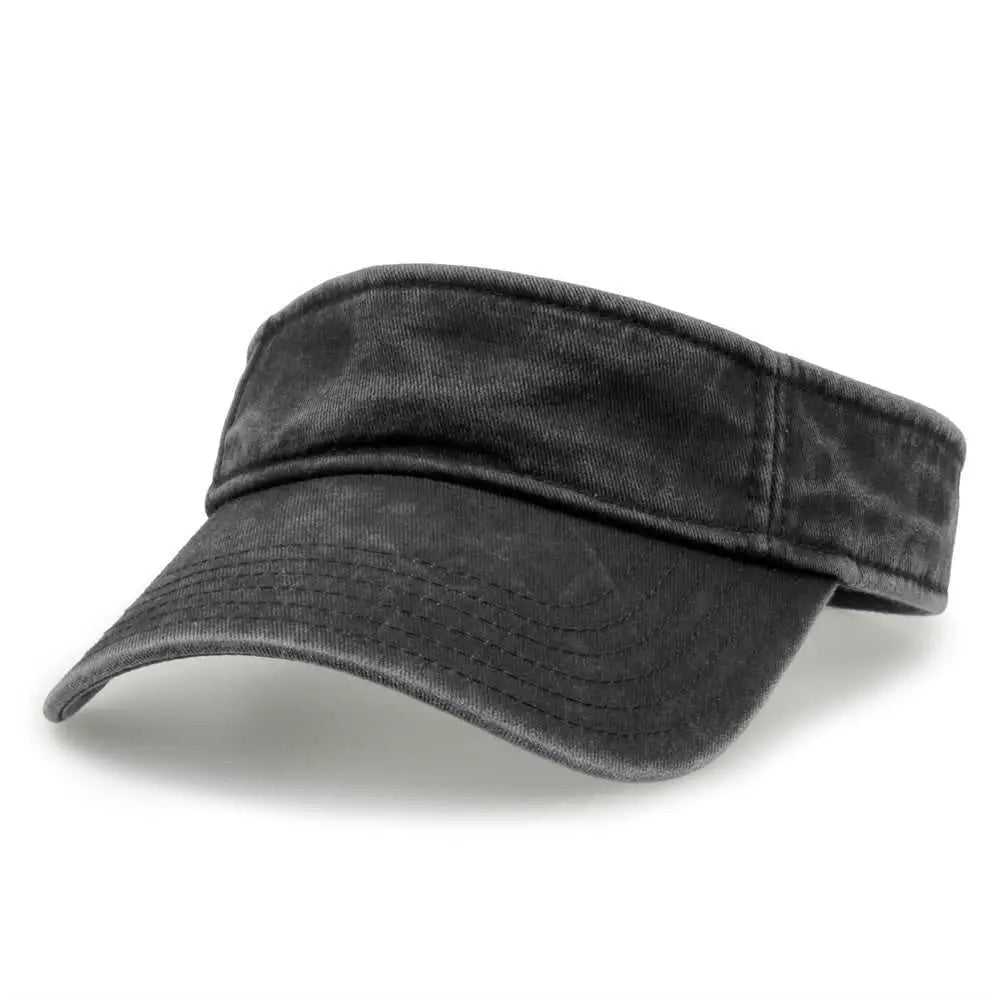The Game GB466 Pigment Dyed Twill Visor - Black - Black / One Size Fits Most