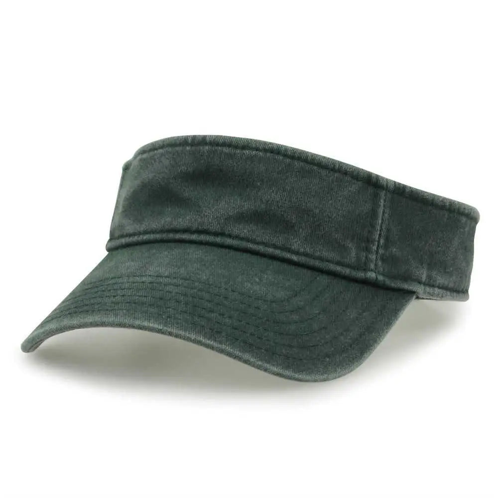 The Game GB466 Pigment Dyed Twill Visor - Bottle Green sand - Forest / One Size Fits Most