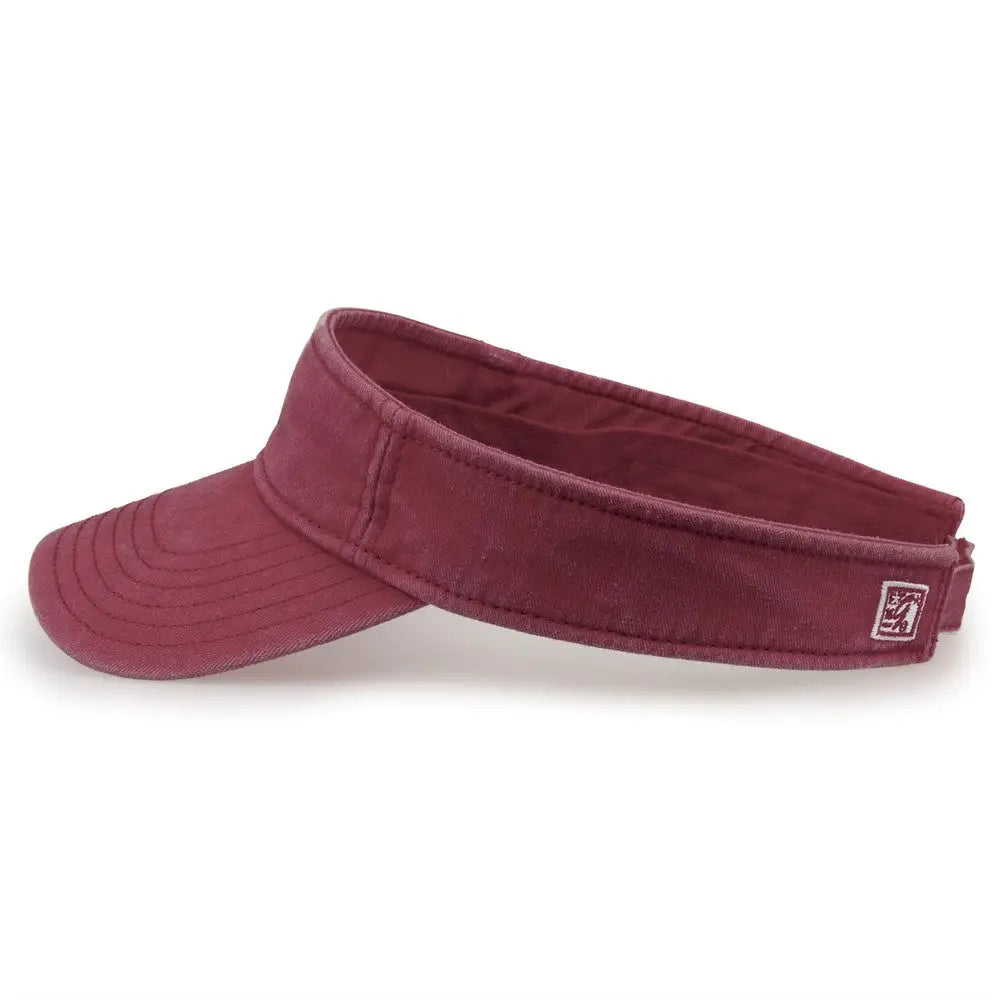 The Game GB466 Pigment Dyed Twill Visor - Dark Maroon - Maroon Sand / One Size Fits Most