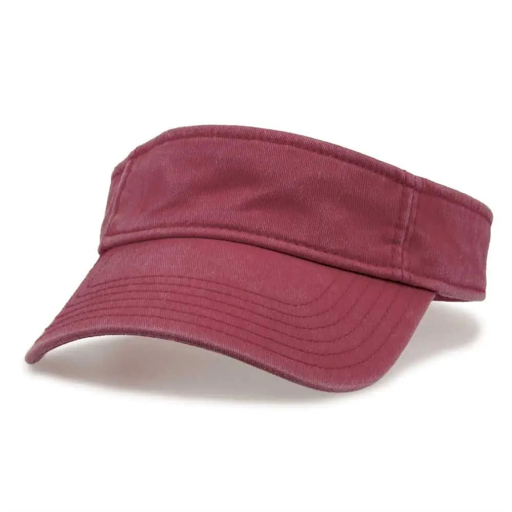 The Game GB466 Pigment Dyed Twill Visor - Dark Maroon - Maroon Sand / One Size Fits Most