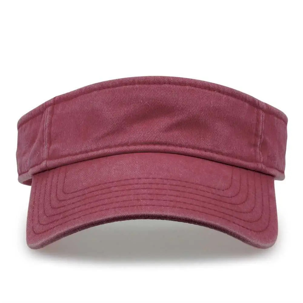 The Game GB466 Pigment Dyed Twill Visor - Dark Maroon - Maroon Sand / One Size Fits Most