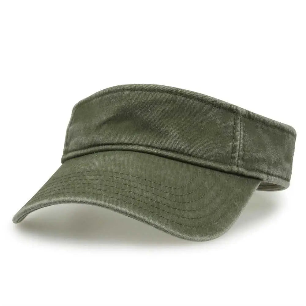The Game GB466 Pigment Dyed Twill Visor - Light Olive - Olive / One Size Fits Most
