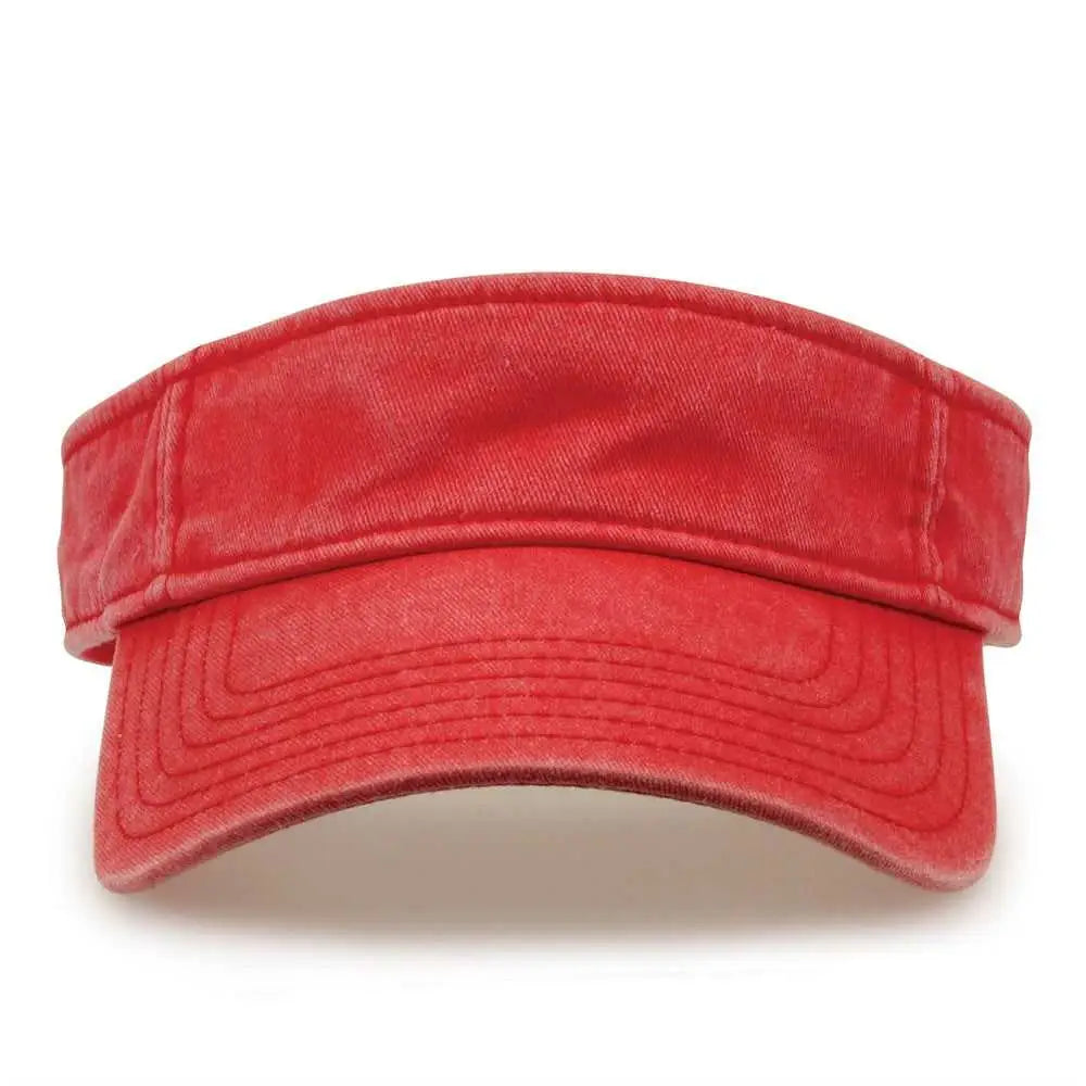 The Game GB466 Pigment Dyed Twill Visor - Red - Red / One Size Fits Most