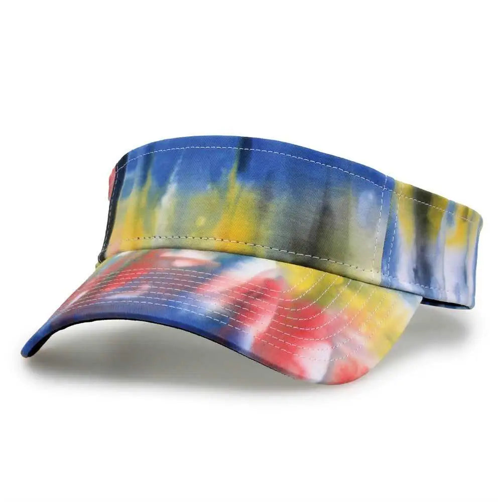 The Game GB471 Relaxed Tie Dye and Trucker Mesh Visor - Black Rainbow - Multi-Colored / One Size Fits Most