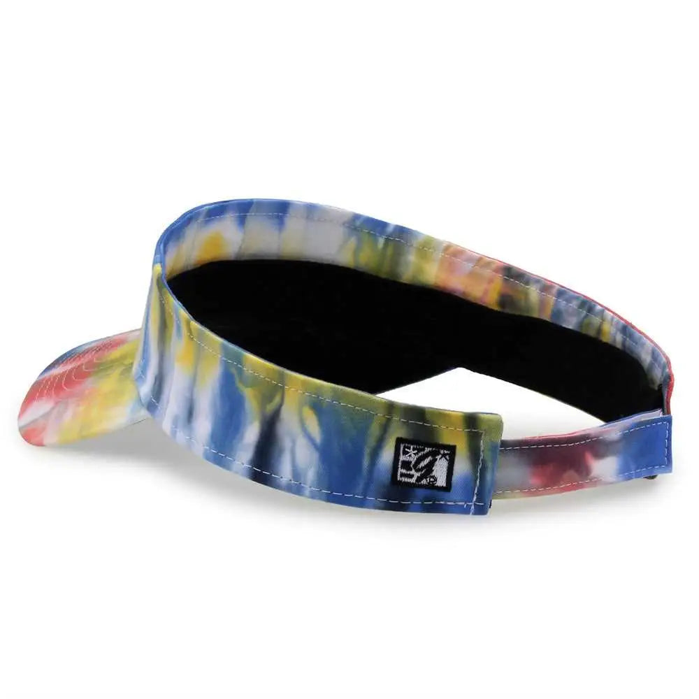 The Game GB471 Relaxed Tie Dye and Trucker Mesh Visor - Black Rainbow - Multi-Colored / One Size Fits Most