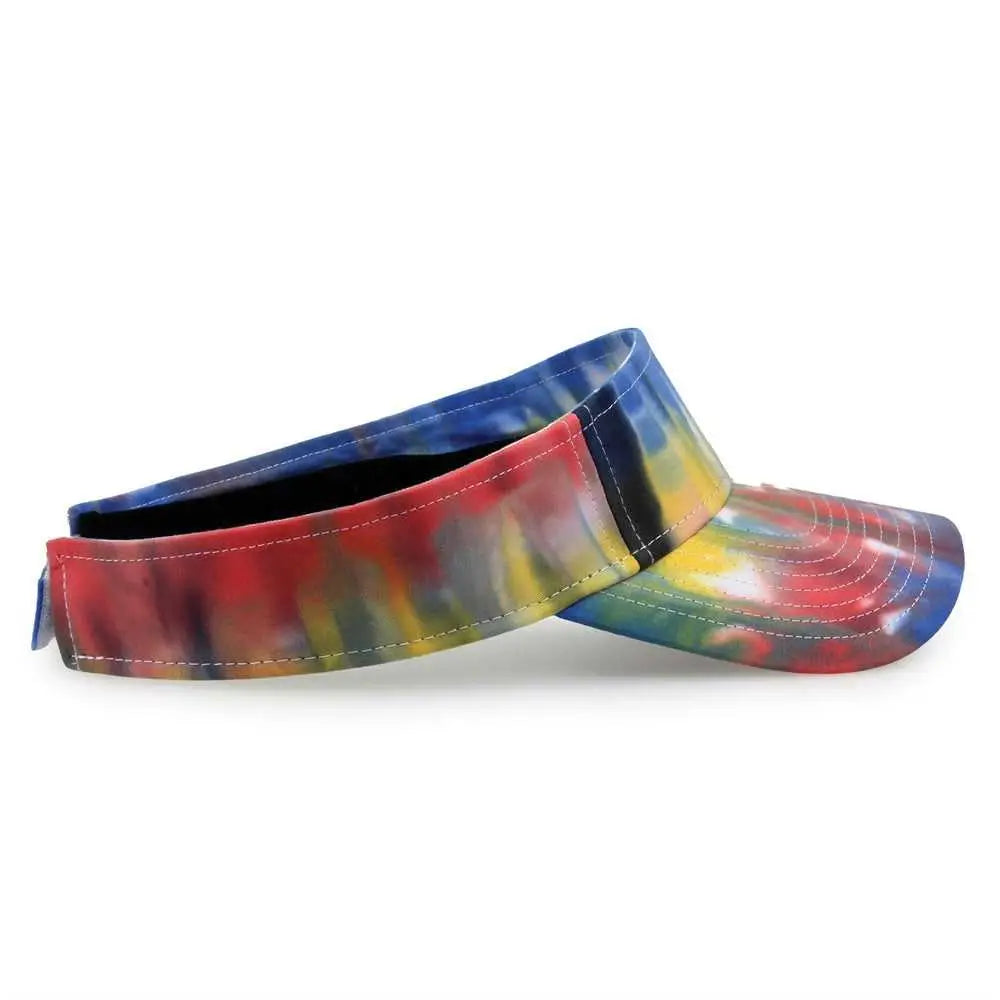 The Game GB471 Relaxed Tie Dye and Trucker Mesh Visor - Black Rainbow - Multi-Colored / One Size Fits Most