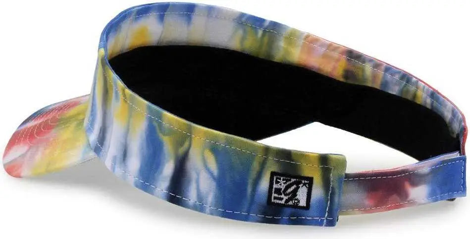 The Game GB471 Relaxed Tie Dye and Trucker Mesh Visor - Black Rainbow - Multi-Colored / One Size Fits Most
