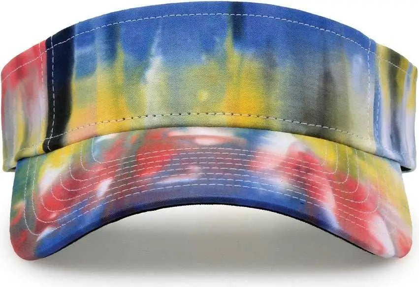 The Game GB471 Relaxed Tie Dye and Trucker Mesh Visor - Black Rainbow - Multi-Colored / One Size Fits Most