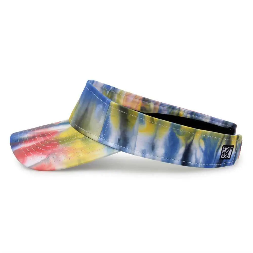 The Game GB471 Relaxed Tie Dye and Trucker Mesh Visor - Black Rainbow - Multi-Colored / One Size Fits Most