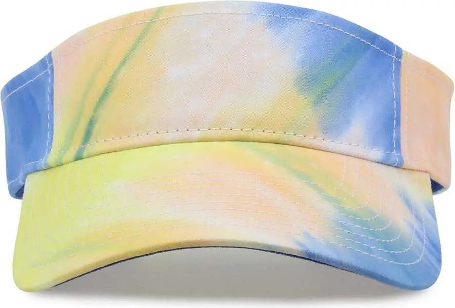 The Game GB471 Relaxed Tie Dye and Trucker Mesh Visor - Sunrise Tie Dye - Yellow / One Size Fits Most