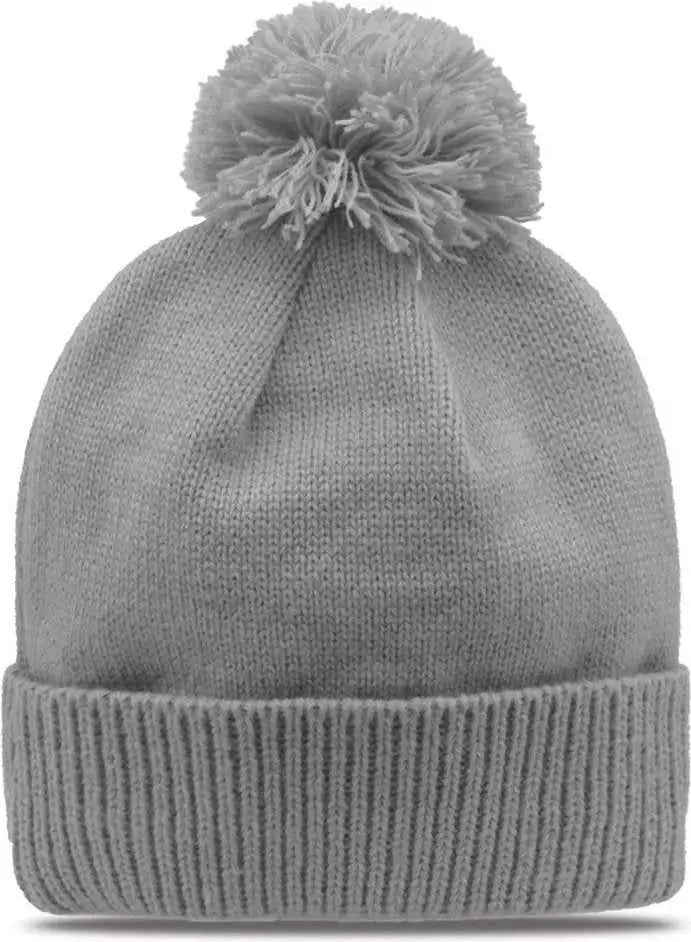 The Game GB472 Rollup Beanie with Pom - Pelican - Gray / One Size Fits Most