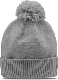 The Game GB472 Rollup Beanie with Pom - Pelican - Gray / One Size Fits Most