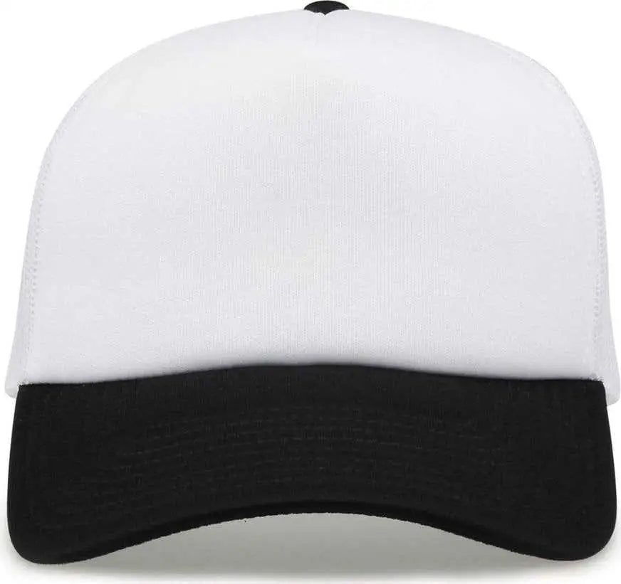 The Game GB473 Foam Front Trucker Cap - White Black - White Black / One Size Fits Most