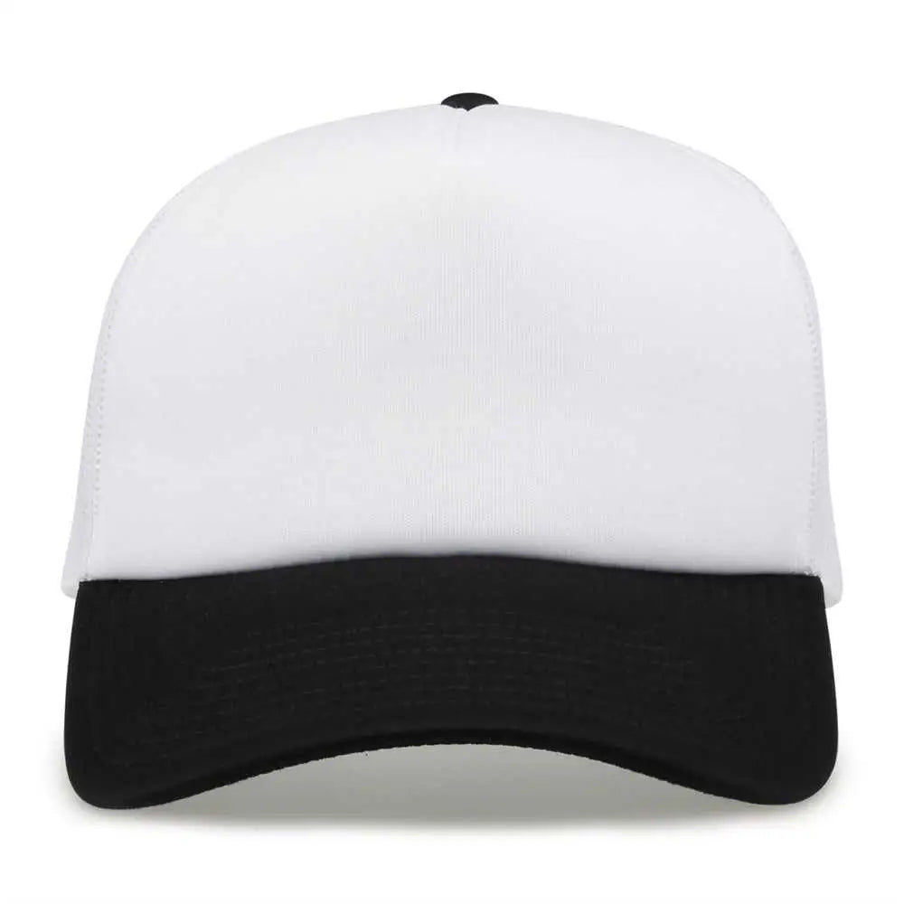 The Game GB473 Foam Front Trucker Cap - White Black - White Black / One Size Fits Most