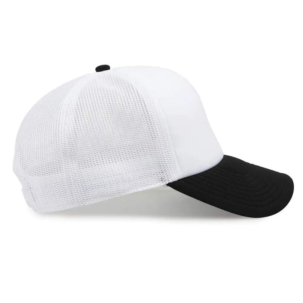 The Game GB473 Foam Front Trucker Cap - White Black - White Black / One Size Fits Most