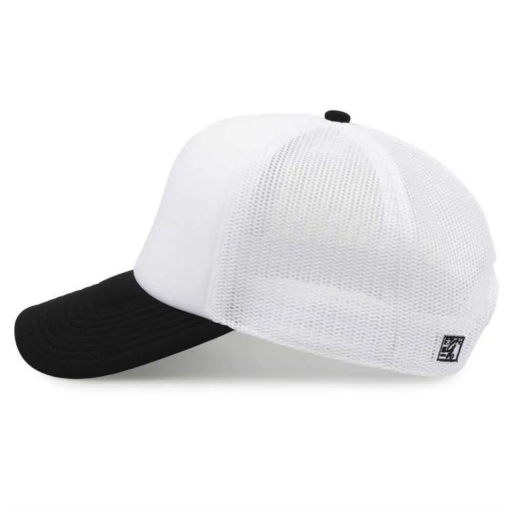 The Game GB473 Foam Front Trucker Cap - White Black - White Black / One Size Fits Most