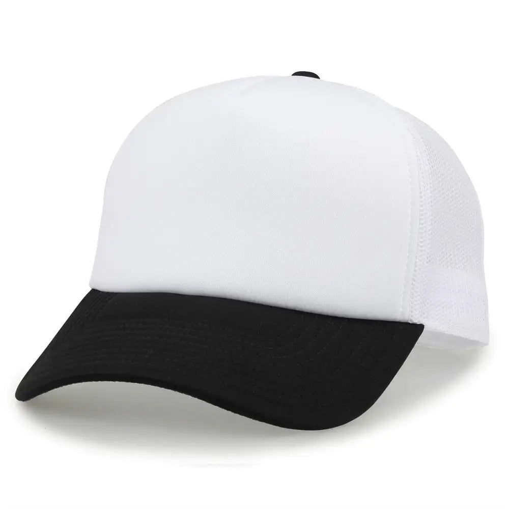 The Game GB473 Foam Front Trucker Cap - White Black - White Black / One Size Fits Most