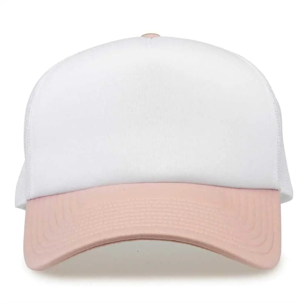 The Game GB473 Foam Front Trucker Cap - White Cameo - White Pink / One Size Fits Most