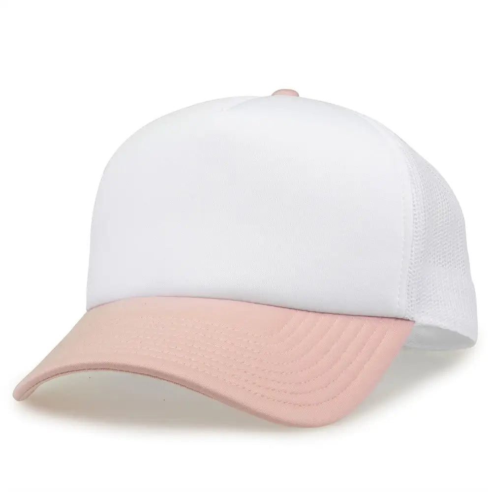 The Game GB473 Foam Front Trucker Cap - White Cameo - White Pink / One Size Fits Most
