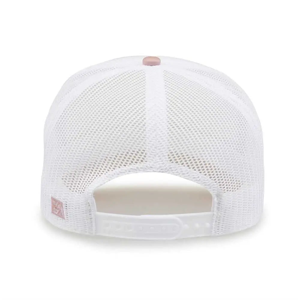 The Game GB473 Foam Front Trucker Cap - White Cameo - White Pink / One Size Fits Most