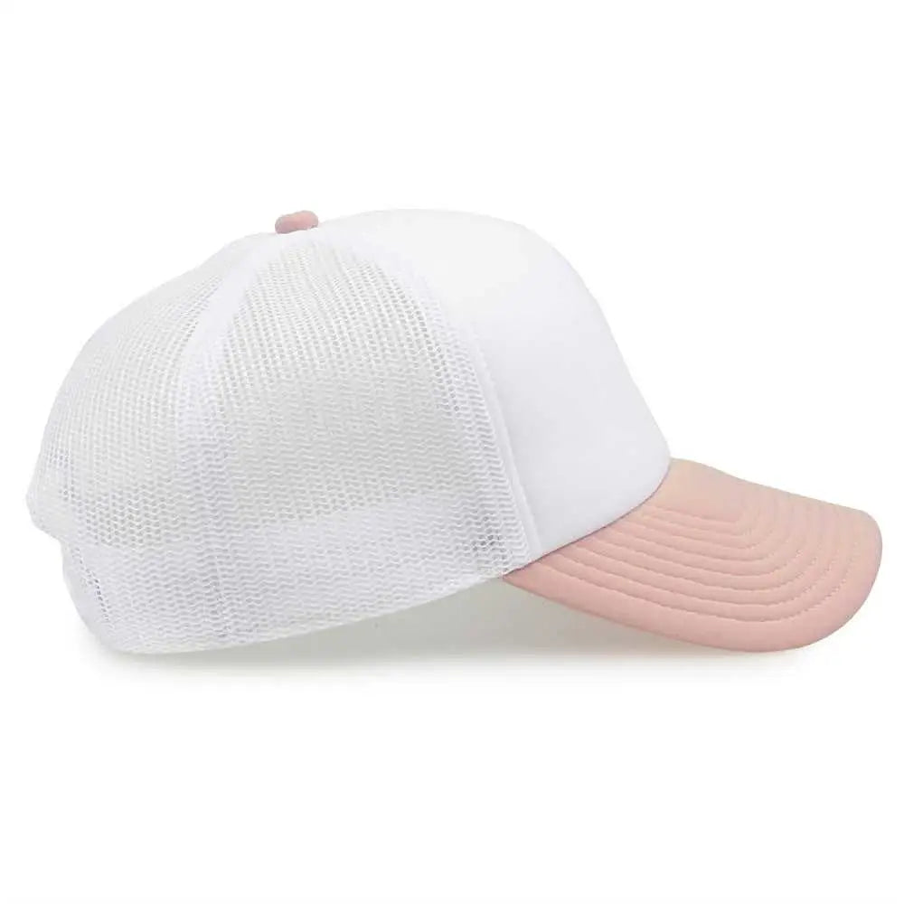 The Game GB473 Foam Front Trucker Cap - White Cameo - White Pink / One Size Fits Most
