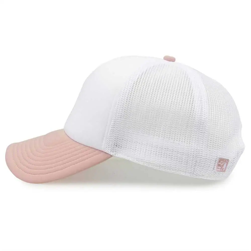 The Game GB473 Foam Front Trucker Cap - White Cameo - White Pink / One Size Fits Most