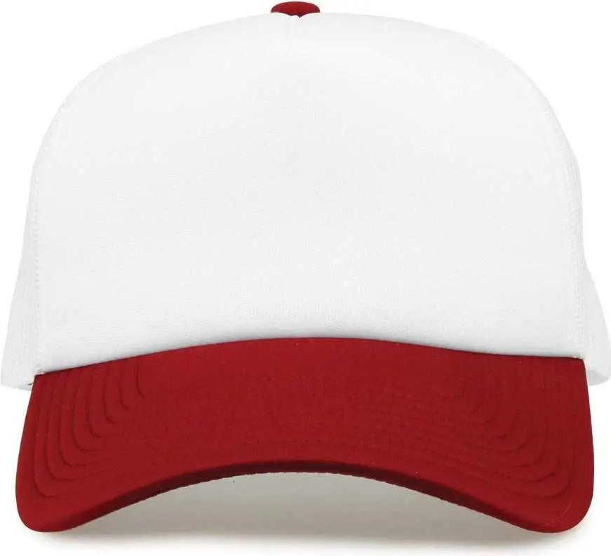 The Game GB473 Foam Front Trucker Cap - White Cardinal - White Cardinal / One Size Fits Most