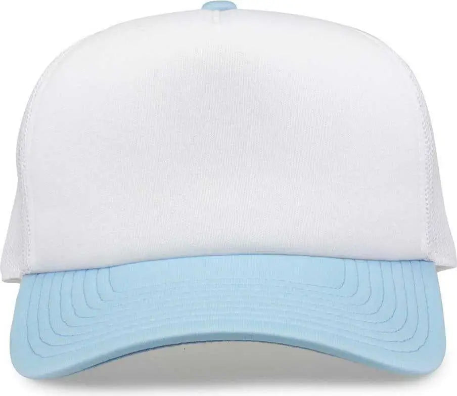 The Game GB473 Foam Front Trucker Cap - White Columbia Blue - White Columbia Blue / One Size Fits Most