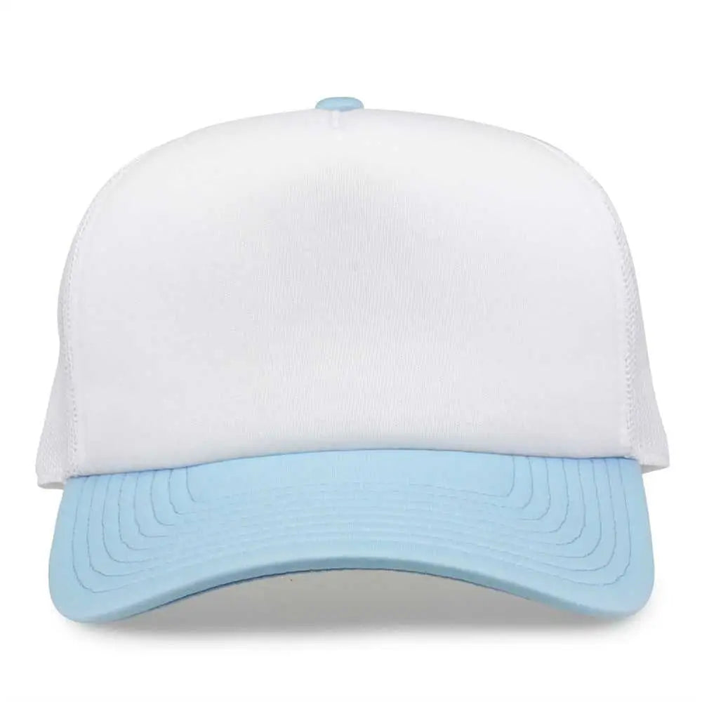 The Game GB473 Foam Front Trucker Cap - White Columbia Blue - White Columbia Blue / One Size Fits Most