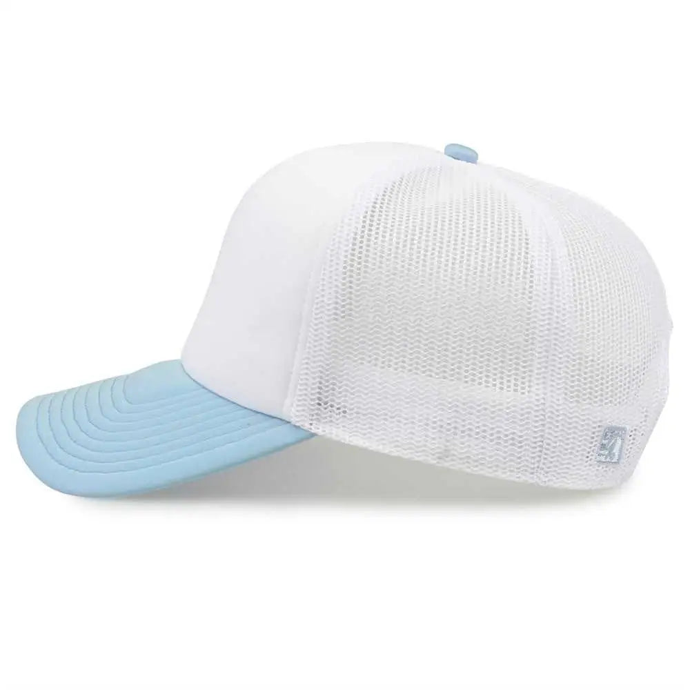 The Game GB473 Foam Front Trucker Cap - White Columbia Blue - White Columbia Blue / One Size Fits Most