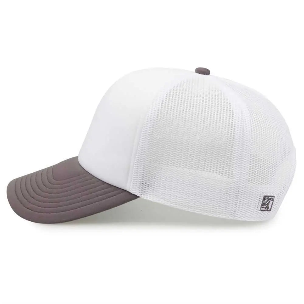 The Game GB473 Foam Front Trucker Cap - White Grey - White Gray / One Size Fits Most
