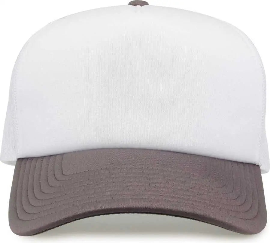 The Game GB473 Foam Front Trucker Cap - White Grey - White Gray / One Size Fits Most