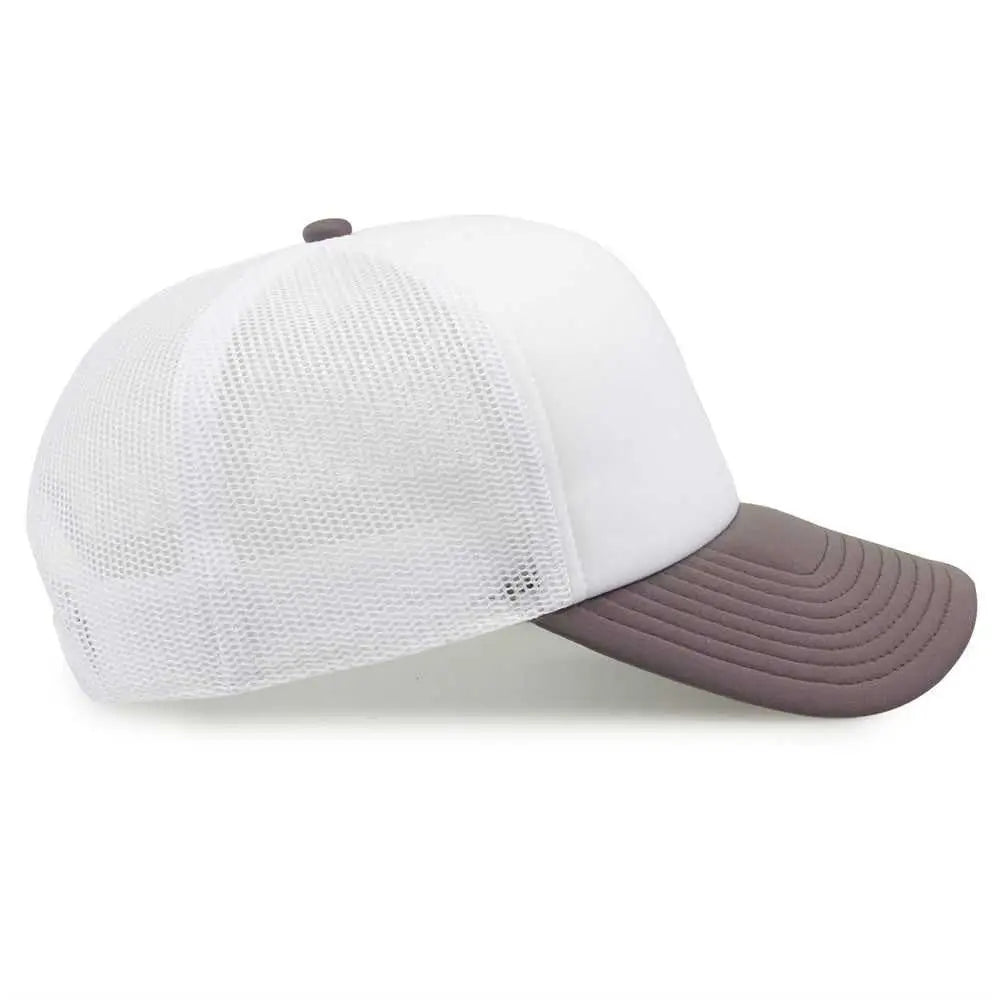 The Game GB473 Foam Front Trucker Cap - White Grey - White Gray / One Size Fits Most
