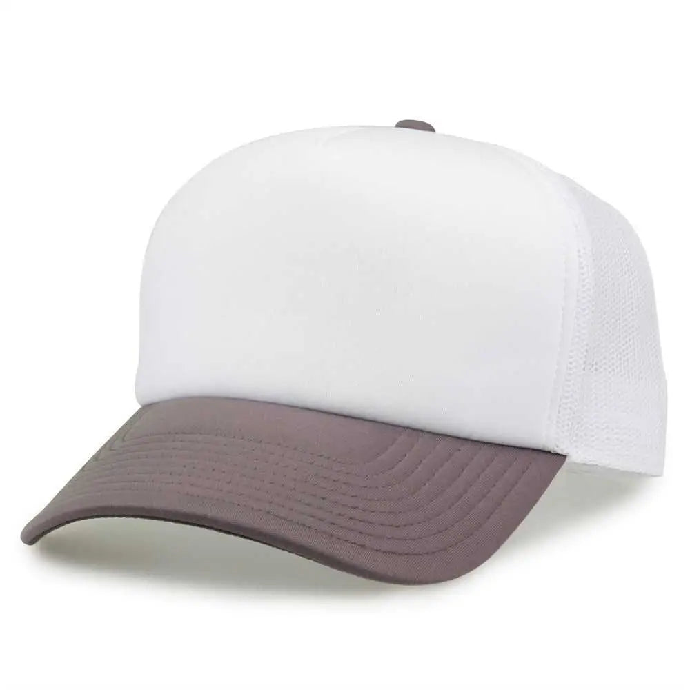 The Game GB473 Foam Front Trucker Cap - White Grey - White Gray / One Size Fits Most