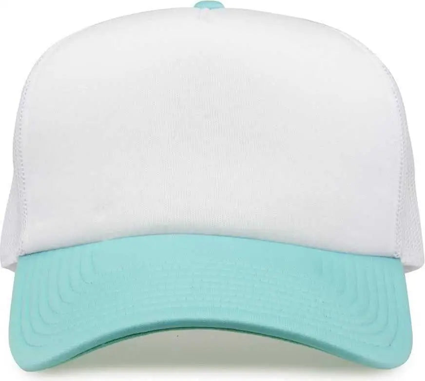 The Game GB473 Foam Front Trucker Cap - White Gumdrop - White Mint / One Size Fits Most