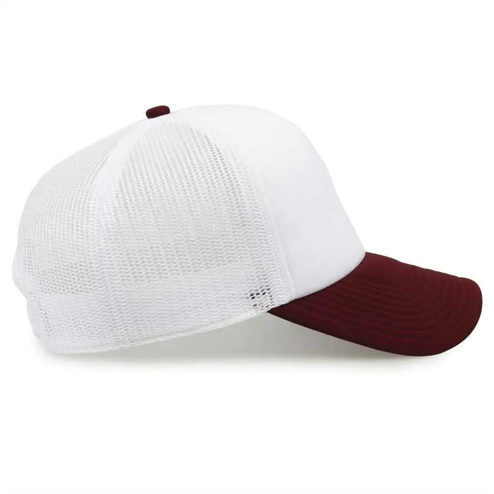 The Game GB473 Foam Front Trucker Cap - White Maroon - White Maroon / One Size Fits Most