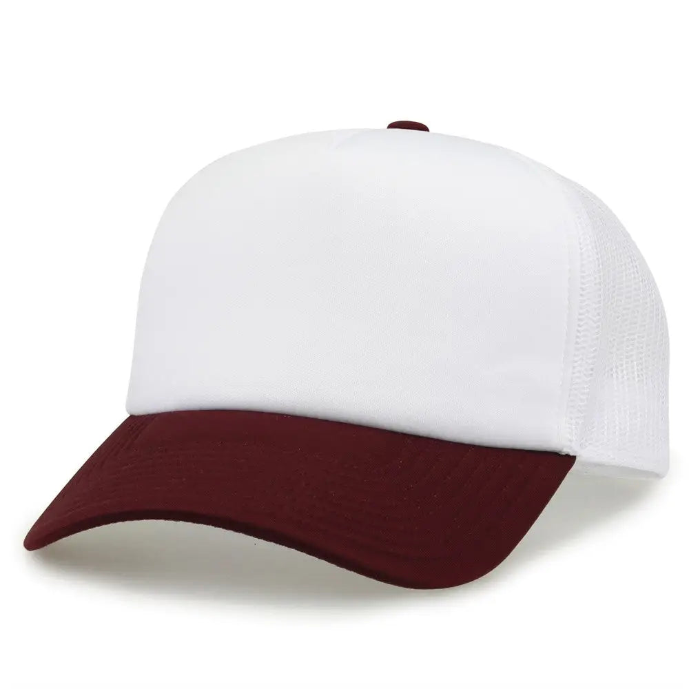 The Game GB473 Foam Front Trucker Cap - White Maroon - White Maroon / One Size Fits Most