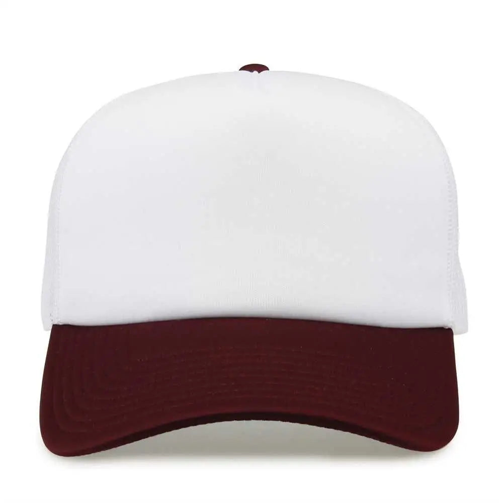 The Game GB473 Foam Front Trucker Cap - White Maroon - White Maroon / One Size Fits Most