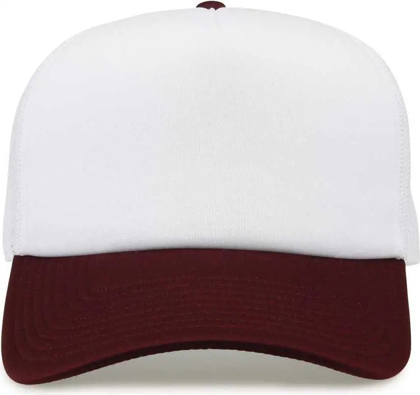 The Game GB473 Foam Front Trucker Cap - White Maroon - White Maroon / One Size Fits Most