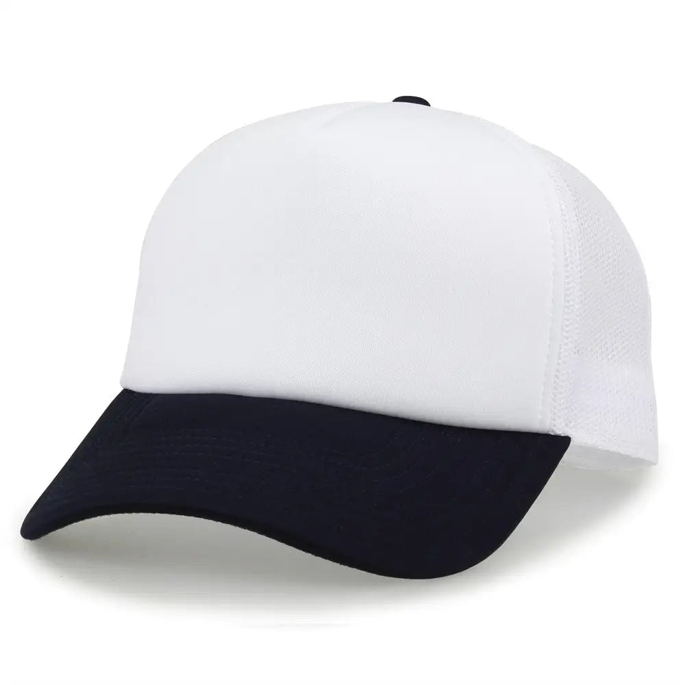 The Game GB473 Foam Front Trucker Cap - White Navy - White Navy / One Size Fits Most