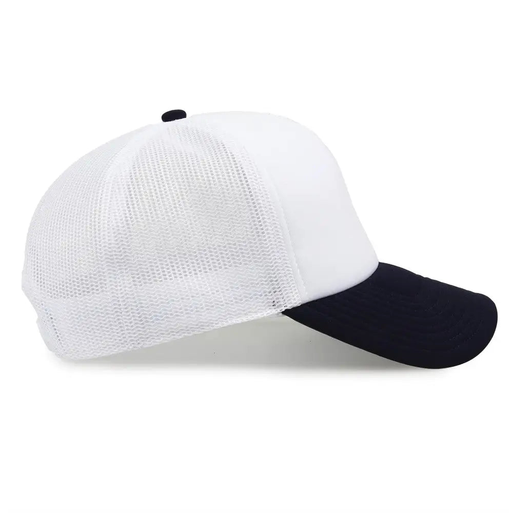 The Game GB473 Foam Front Trucker Cap - White Navy - White Navy / One Size Fits Most
