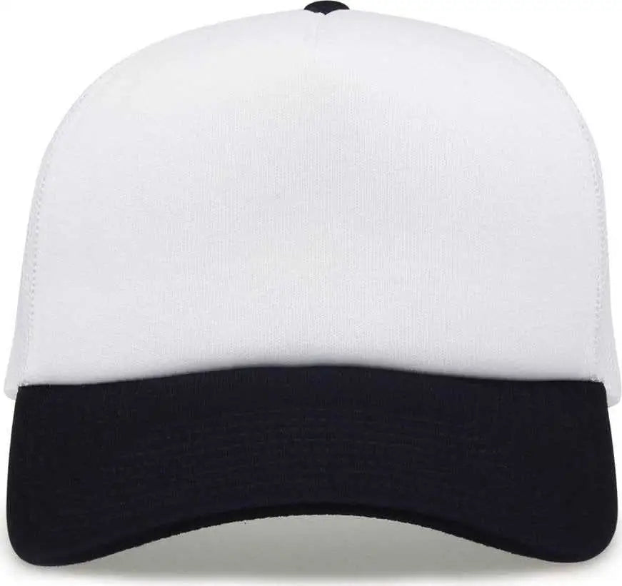 The Game GB473 Foam Front Trucker Cap - White Navy - White Navy / One Size Fits Most
