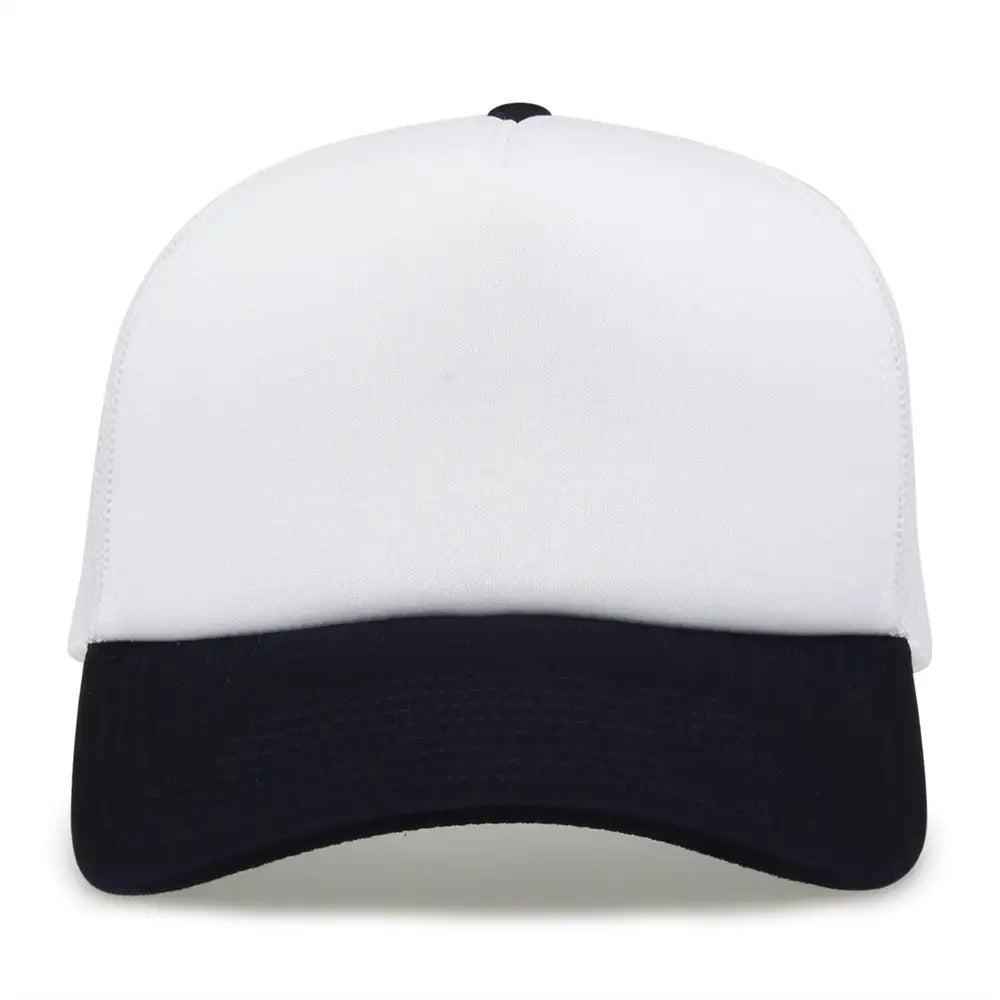 The Game GB473 Foam Front Trucker Cap - White Navy - White Navy / One Size Fits Most