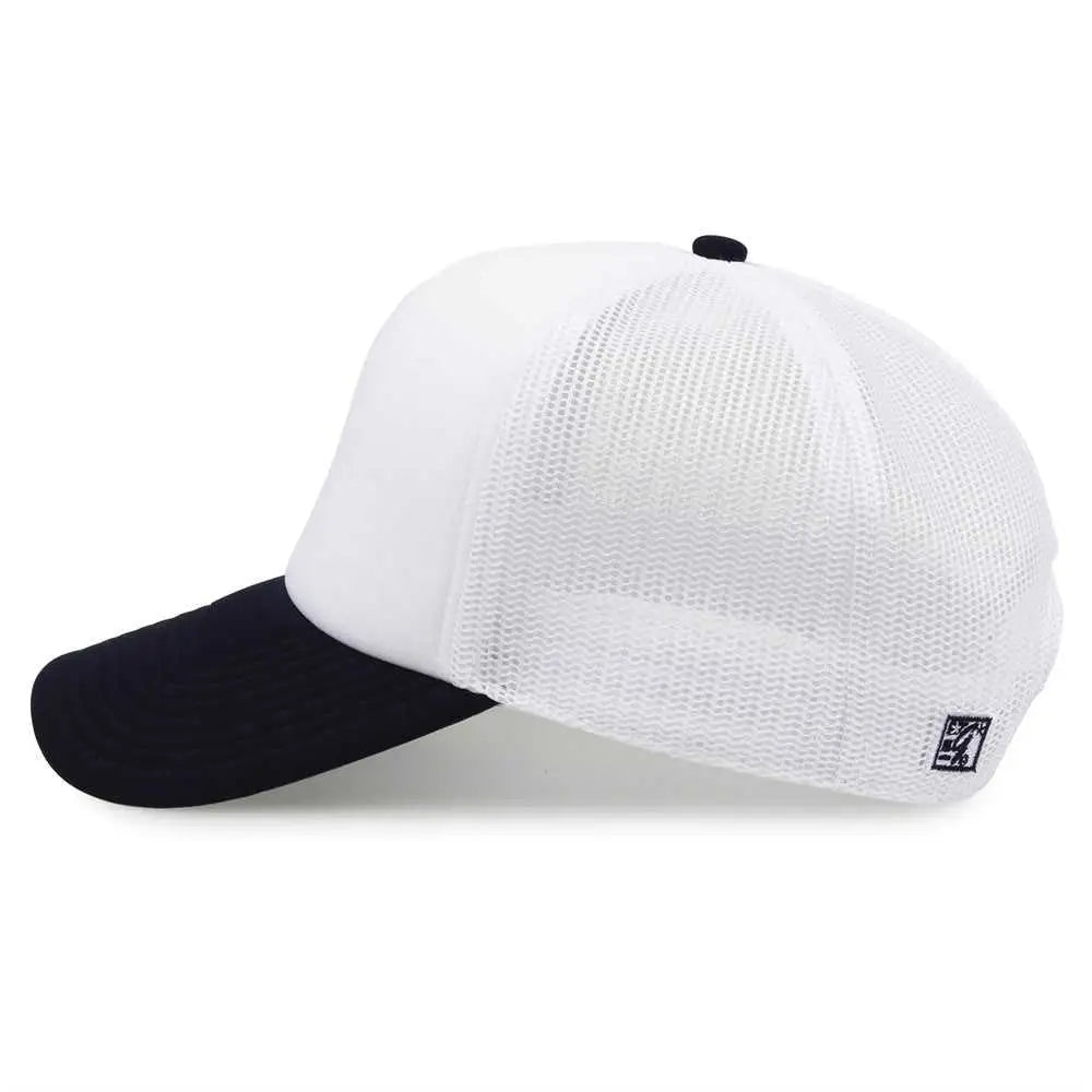 The Game GB473 Foam Front Trucker Cap - White Navy - White Navy / One Size Fits Most