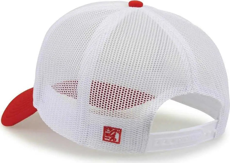 The Game GB473 Foam Front Trucker Cap - White Red - White Red / One Size Fits Most