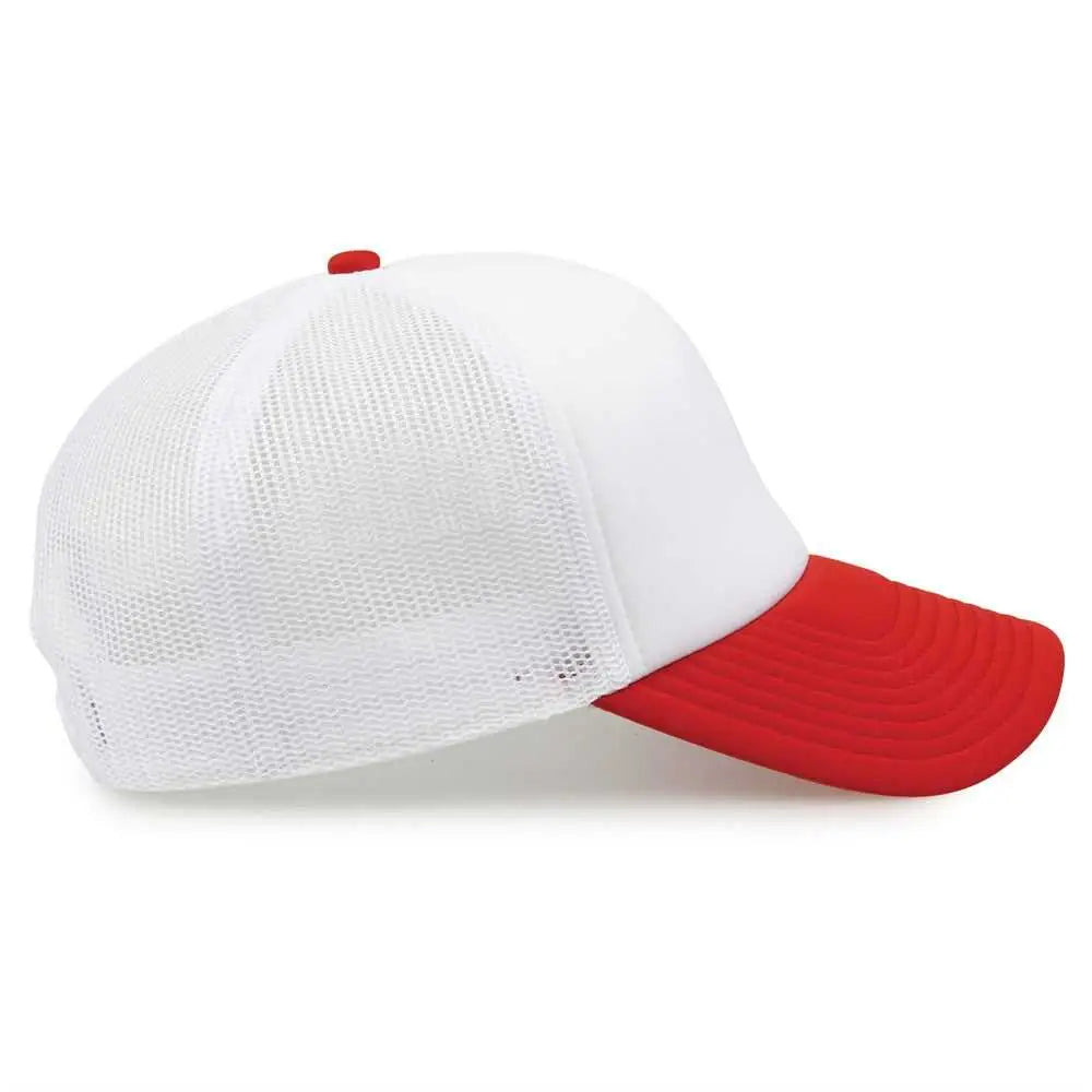 The Game GB473 Foam Front Trucker Cap - White Red - White Red / One Size Fits Most