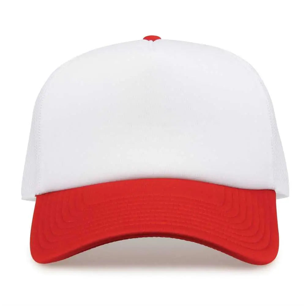 The Game GB473 Foam Front Trucker Cap - White Red - White Red / One Size Fits Most