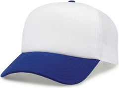 The Game GB473 Foam Front Trucker Cap - White Royal - White Royal / One Size Fits Most